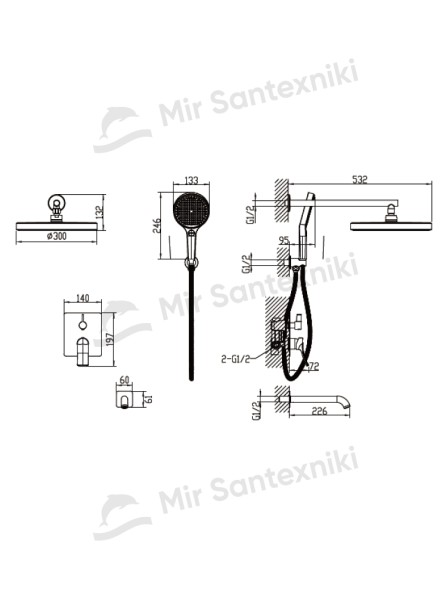 Встраиваемый в стену однорычажный смеситель для душа Debora DBR202-01MS